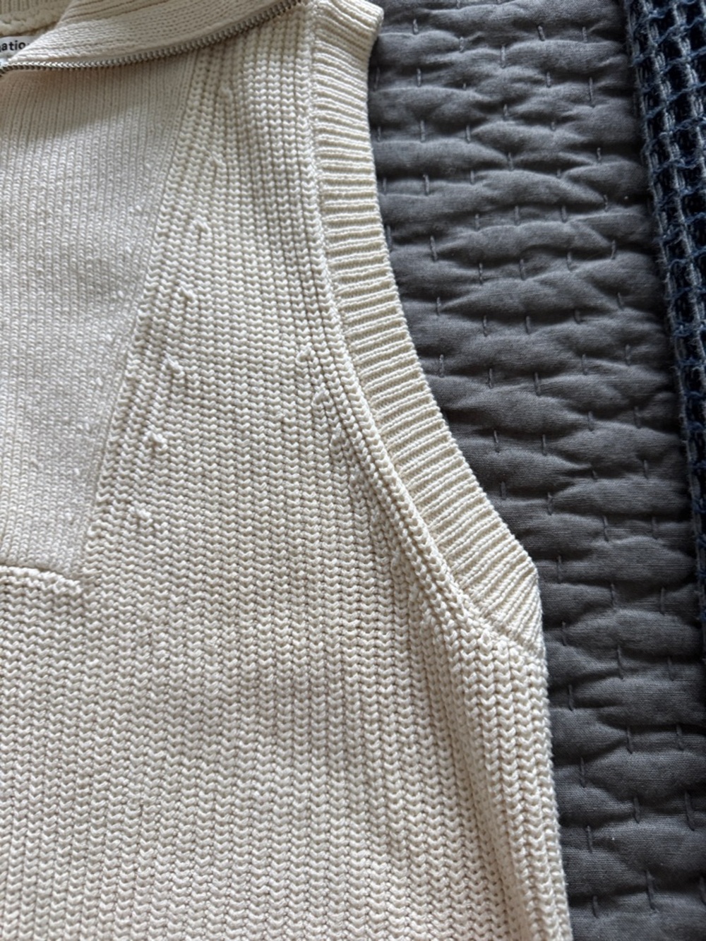 Reformation Cream Ribbed Zip Sleeveless Sweater - Picture 6 of 8